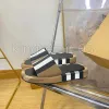 Designer Vintage Stripe Slippers Check Slipper Women Mules Sandals Summer Flat Comfort Round Toe lattice Slippers Fashion Sandal Stripe Slides With Box