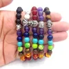 JLN Seven Chakra Buddha Bracelet Energy Yoga Gemstone With Tibet Buddha Accessory Power Beads Bracelets For Gift
