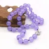 Kedjor 10mm runda violetta jades chalcedony halsband natursten handade kvinnor halskor diy modesmycken gör design