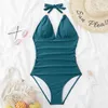 Schwimmen Tragen Halter Badeanzug Frauen Ein Stück 2023 Solide Bademode Fa Push Up Badeanzug Gepolsterte Beachwear Schwimmen Sommer Monokini AA230529