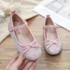 Scarpe basse Moda Primavera Fiocco di cristallo Le ragazze si vestono in pelle per bambini grandi Festa da ballo Principessa Bambini 3 5 8 9 10 12 anni