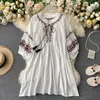 Robes décontractées femmes robe 2023 été col en V imprimé fleuri broderie Boho Style courte fête plage avec gland Vestidos De Fiesta