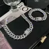 Chains Iced Out Chain For Women 1set 13MM Miami Cuban CZ Bling Rapper HipHop Bracelet Necklaces Men Jewelry Choker Wholesale