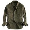 Camisas casuais masculinas Marca Europeia Militar Safari Trabalho Mans Camisa Loose Fashion Blush Top Casat PAR