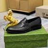 Designers Shoes Luxurious Men Loafers Genuine Leather Brown black Double G Mens Casual Dress Shoes Wedding Shoes with box 38-46