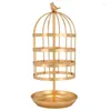 Jewelry Pouches Bird Cage Rack Four-tier Golden Earring Rotating Display Storage