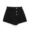 Kvinnors shorts yenkye 2023 kvinnor frontknappad wrap denim kjolar vintage hög midjefickor oavslutade hem kvinnliga sommarskort