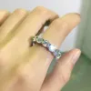 حلقات الكتلة iogou مخصصة moissanite نطاقات الأبدية الكاملة 925 الجنيه الاسترليني خاتم الفضة للنساء الفتاة المجوهرات 5mm 3mm د.