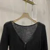 Damen-Strickjacke, schwarz, für den frühen Frühling, kurze, kleine Strickjacke, Mohair-Wollmaterial, französischer Stil