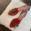 Sandalen Teahoo 2023 Mode Sommer Frauen Süße Blumen Dekoration High Heels Elegante Knöchel Schnalle Dame