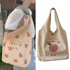 Bolsas de noite doces fofos fofos estampestres de lona bolsa de designer bolsa japonesa mulher eco ombro estético para garotas de escolares shopper shopper