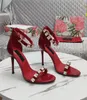 Elegant Brand Summer Keira Sandals Shoes Polished Calfskin Rhinestones Studs High Heels Party Wedding Lady Crystal Sandalias EU35-43 With Box