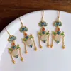 Dangle Earrings Gutta Enamel Porcelain Original Tassel Chinese Retro Court Style Light Luxury Noble Elegant Charm Women's Jewelry