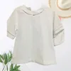 Women's Blouses Trendy Women Blouse Breathable Shirt Top O-Neck Solid Color Retro Dressing Up