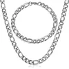 Halskette Ohrringe Set 5/7/9mm Figaro Gliederkette Armband Sets für Damen Herren Edelstahl Chic Freund Geschenke 259