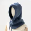 Scarves MoriBty Winter Solid Knitted Snood Scarf Women Neck Collar String Hooded Balaclava Hijab Acrylic Warm Windproof Unisex Headscarf