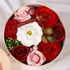 Fleurs décoratives transfrontalière saint valentin cadeau de l'enseignant fleur de savon petite boîte ronde pour les vacances de petite amie noël