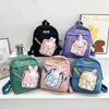 Mochila de dibujos animados para niños, mochila escolar de conejo de peluche para guardería, bolso de hombro para niños de Color contrastante, bolsa de libros portátil de gran capacidad