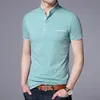 Męskie koszule Masowe marka Polo Shirt Summer Mandarin kołnierzyk Slim Fit Solid Kolor Button Oddychający polo Casual Men Odzież 230529