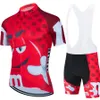 2024 Red Cartoon Cycling Clothing Bike jersey Ropa Quick Dry Mens Bicycle summer tops pro Cycling Jerseys gel pad bike shorts