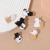 Broches schattige zwart -wit kitten emailbroche cartoon dier gedroogde vistas liegen luie grappige rapel badge sieraden accessoires metaal