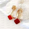 Créateur de mode Boucles d'oreilles Femmes Filles Fleur Perle Argent 925 Aiguille Oreille Bijoux Noir Vert Blanc Rouge 4/quatre Trèfle Charme Boucle D'oreille Plaqué Or 18k