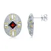 Stud Earrings Garnet And White Cubic Zirconia Rhodium Over Sterling Silver Earrings. Hoop Jewelry Fashion Tassel Anime Luxury Designer