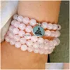 Chaînes 8Mm Rose Quartz 108 Perles Mala Bouddhiste Bracelet Collier Chakra Bouddhisme Méditation Ly Classique Manchette Diy Naturel Bracelet Dr Dhavz