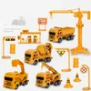 Diecast Model Car 1 Set ABS Engineering Car Truck Toys Crane Bulldozer Excavator Forklift Vehicles Education Toys for Boys Kids Gift 230526