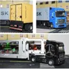 Diecast Model car 1 50 Diecast Alloy Truck Head Model Toy Container Truck Pull Back With Light Engineering Transport Vehicle Boy Toys For Children 230526