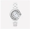 Designer de montres élégantes FashionLadies pour créer des diamants de fabrication en céramique blanche et noire incrustés de profondeur de fonction phosphorescente étanche