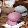 Bérets Vendre ! Automne/hiver laine cachemire épaissir/ajouter velours hiver violet béret chapeau pour femmes doux femme bonnet casquette