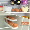 Bouteilles de stockage Porte-œufs à roulettes automatique Rack Réfrigérateur Boîte Conteneur Cuisine Réfrigérateur Distributeur Organisateur