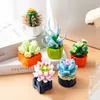 Block Mini Succulent Potted Building Blocks Home Desktop Green Plant Decoration Simulation Flower Small Particle Monterade Toys R230629