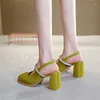 Heel Jane Summer Sandals Mary High Sunle Shoes S Square Head Back Hollow Women Baotou Baotwow Couth Spesso 928