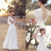 Cheap Bohemian Hippie Style Wedding Dresses Beach A-line Wedding Dress Bridal Gowns Backless White Lace Chiffon Boho Gown