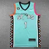 Jerseys de baloncesto Draft Pick NO.1 Victor Wembanyama Edición urbana Tim 21 Duncan 50 Robinson 2023 Negro Blanco Retro Mesh Jersey1