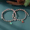 Braccialetti con ciondoli Bracciale regalo di Natale Pupazzo di neve Campana Albero di Babbo Natale Ciondolo a cuore Gioielli di moda per coppie