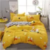 Carino giallo anatra stampa 3/4 pezzi biancheria da letto invernale set copripiumino letto lamiera piana federa forniture camera da letto dropshipping Lj201127kvjk