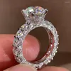 Bagues de grappe 18K Au750 or blanc femmes bague de fiançailles de fête de mariage 1 2 3 4 5 ronde Moissanite diamant luxe à la mode élégante