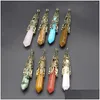 Pendant Necklaces Natural Stone Pendants Retro Antique Bronze Lapis Lazi Opal Pendum For Jewelry Making Diy Women Necklace Gifts Dro Dhjmh