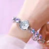 vente à la mode petit cadran rond quartz or violet Dimond simple luxe femmes 2023 G230529