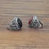 Cluster-Ringe aus 925er-Sterlingsilber, verstellbar für Herren, mit Steinen, natürlicher schwarzer/roter Onyx-Drache, gravierter Retro-Vintage-Thai-Ring