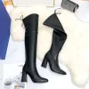 Designer Ladies Riding Boots New European and American Style Elegant Elegant Over Knee High Heel Fashion Boots Pointed Zipper High Sense Women's Shoes