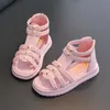 Sandalen Zomersandalen voor meisjes 2023 Nieuwe veelzijdige solide kleurstijl zachte niet-slip platte casual weefschoenen voor prinses R230529