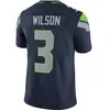 Zszyte koszulki piłkarskie 3 Russell Wilson Men Men Młodzież S-3xl zielona czarna biała koszulka