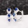 Stud Huitan Luxury Trendy Blue Cubic Zirconia Hoop Earrings Wedding Party Elegant Accessoarer for Women Jubileum Present Nya smycken J230529