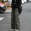 Pantalons pour hommes Street rétro décontracté grandes poches couvrent le nouvel été taille haute ample coupe droite pantalon à jambes larges pour hommes et femmes P230529