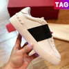 Designer Casual Schoenen Heren Dames Open Untitled Studs Sneaker Be My Red Studs Ruthenium metallic lederen hak Silver Band Luxe herensneakers Damesmode Trainer