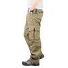 Herenbroek heren vracht casual multi -zakken tactische militaire lente herfst katoenen leger lange broek pantalon homme